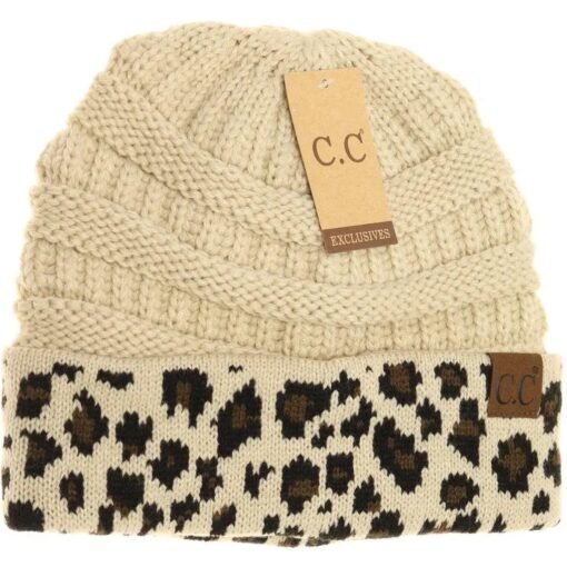Leopard Print Matching Cuff Beanie Hats – Image 4