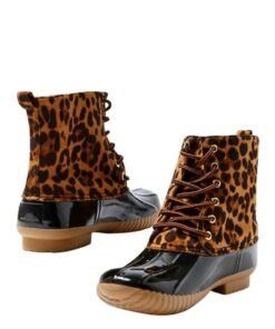Leopard Waterproof Lace-up Duck Boots | Rain Boots