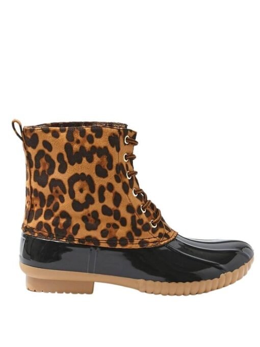 Leopard Waterproof Lace-up Duck Boots | Rain Boots – Image 3