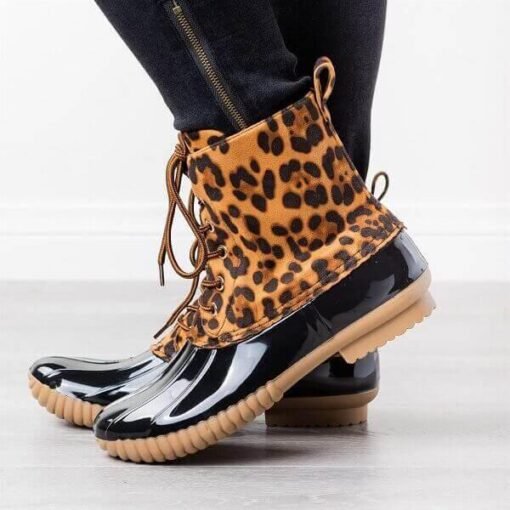 Leopard Waterproof Lace-up Duck Boots | Rain Boots – Image 6