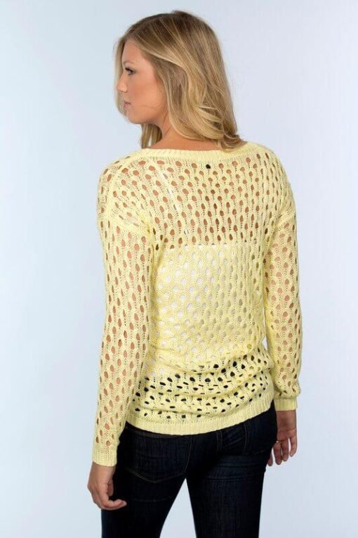 Lightweight Yellow Honeycomb Sweater – Image 3