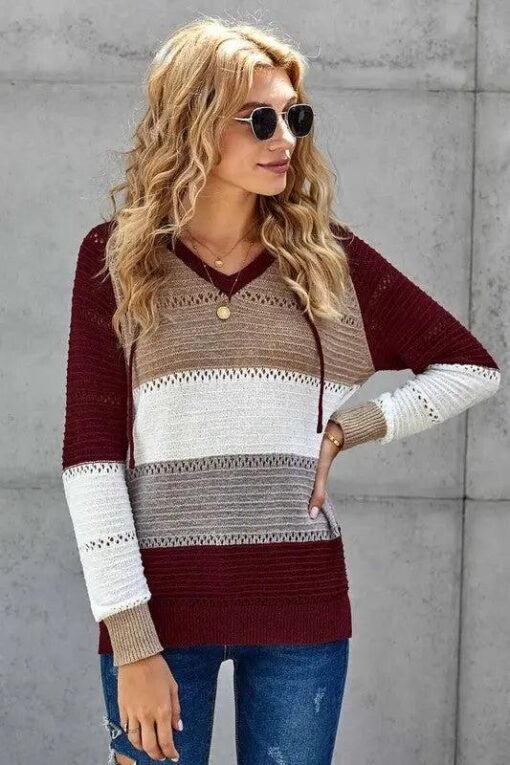 Lillian Colorblock Hooded Knit Sweater Jolie Vaughan Mature Women's Online Clothing Boutique – Image 3