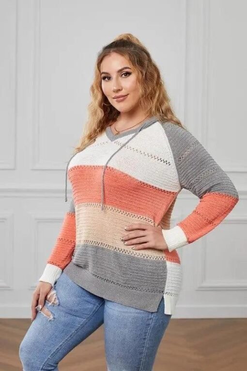 Lillian Colorblock Hooded Knit Sweater Jolie Vaughan Mature Women's Online Clothing Boutique – Image 4