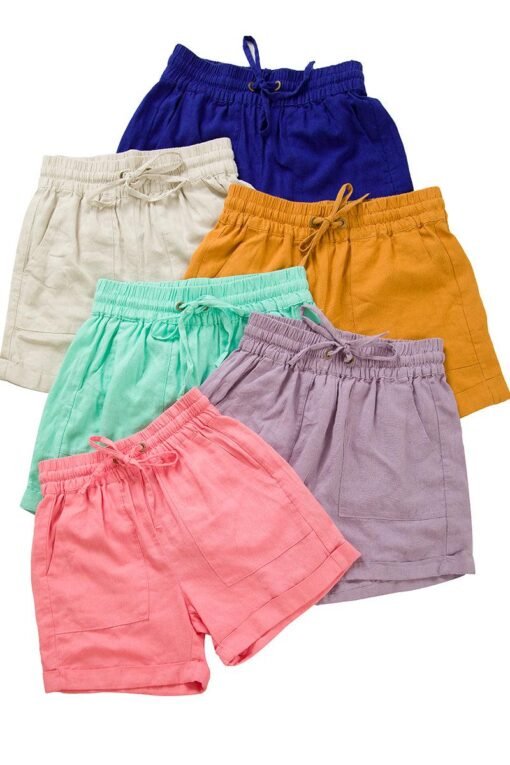 Linen Drawstring Shorts | Zenana Linen Cuffed Shorts – Image 3