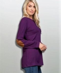 Long-Sleeved Knit Tunic with Suede Elbow Patches
