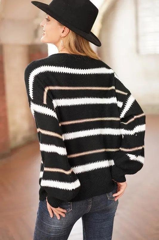 Loose Knit Stripe Dom Sweater Tops – Image 3