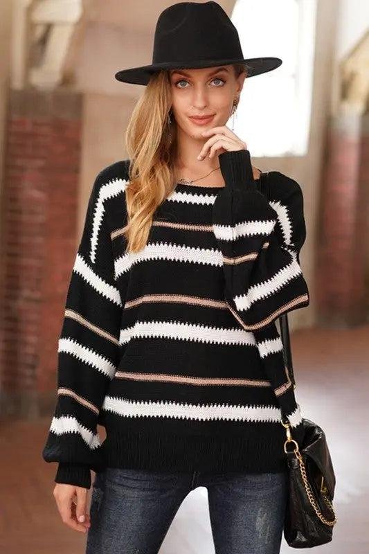 Loose Knit Stripe Dom Sweater Tops – Image 6