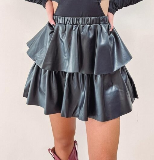 Savannah Leather Ruffle Skirt – Image 3