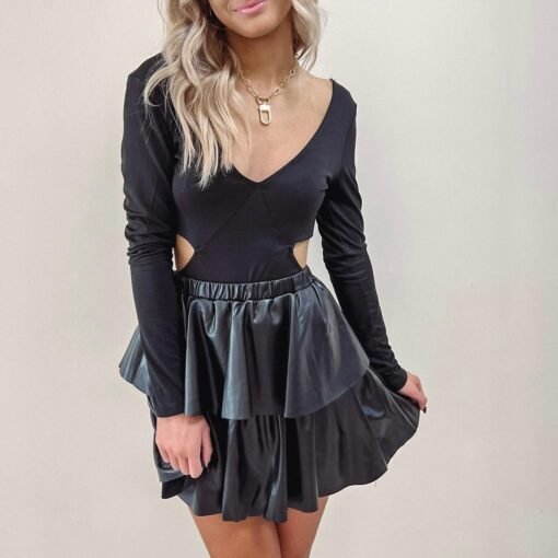 Savannah Leather Ruffle Skirt – Image 6