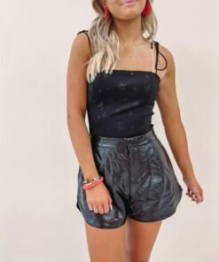Shiny Faux Leather Shorts