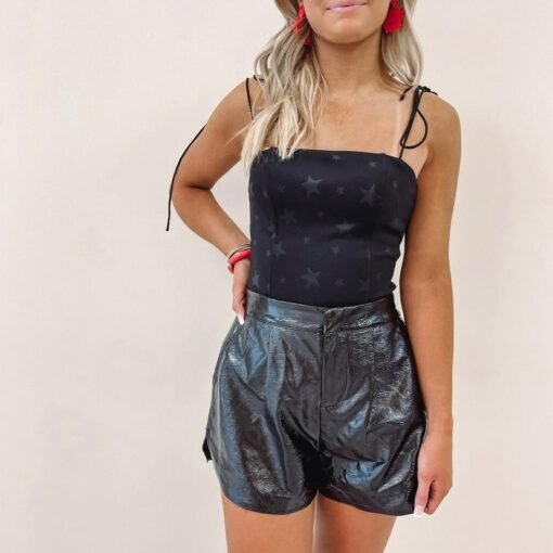 Shiny Faux Leather Shorts – Image 4