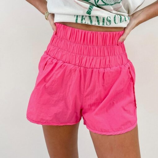 Smocked Athletic Shorts – Hot Pink – Image 3