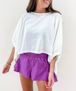 Smocked Flutter Shorts – Purple