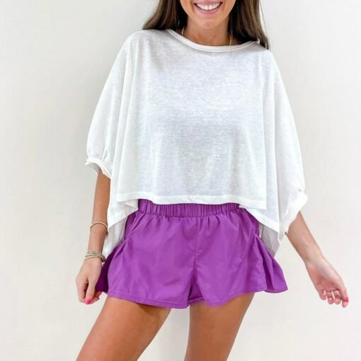 Smocked Flutter Shorts – Purple – Image 4