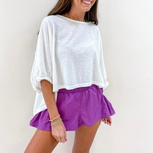 Smocked Flutter Shorts – Purple – Image 5