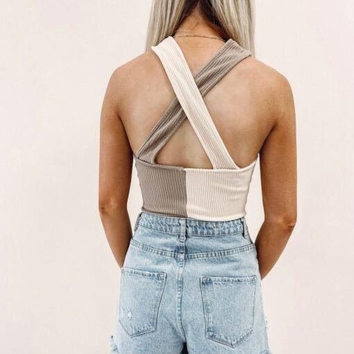 Tan Two Toned Bodysuit – Image 5