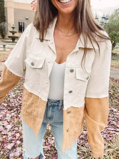 Two Toned Tan Cord Jacket – Image 5