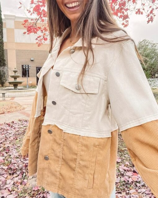 Two Toned Tan Cord Jacket – Image 6
