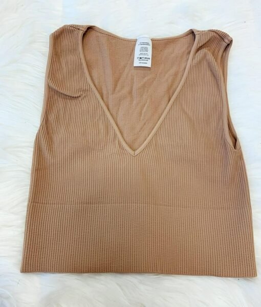 V- Neck Ribbed Seamless Brami – Image 5