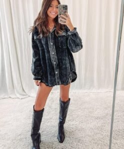 Vintage Black Corded Shacket