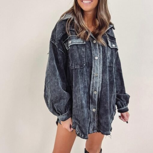 Vintage Black Corded Shacket – Image 5