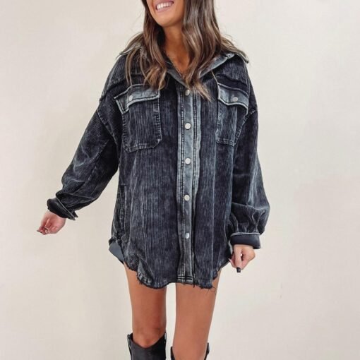 Vintage Black Corded Shacket – Image 6