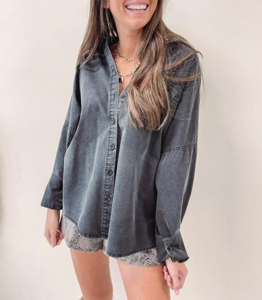 Washed Black Button Up – Image 5