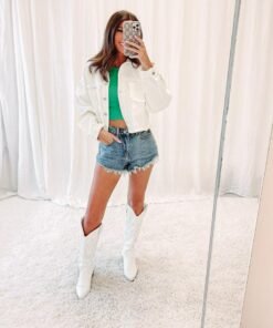 White Frayed Denim Jacket