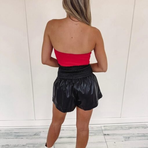 Adair Faux Leather Shorts – Black – Image 5