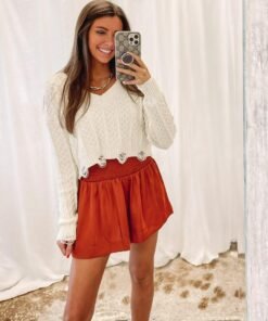 Adair Smocked Shorts – Rust