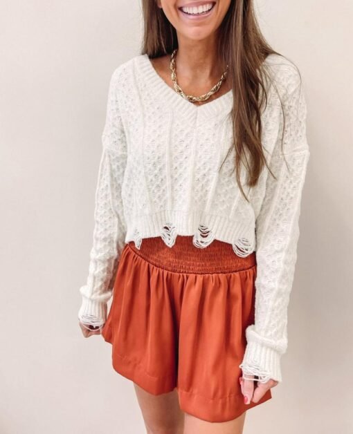 Adair Smocked Shorts – Rust – Image 4
