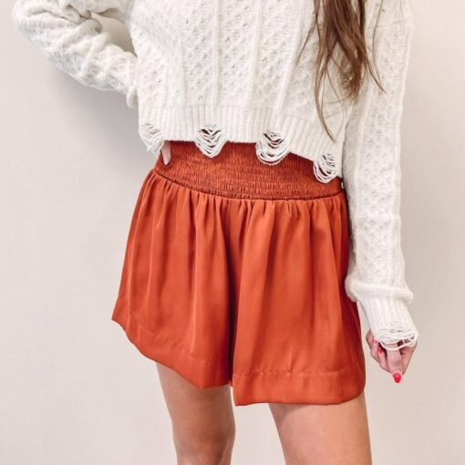 Adair Smocked Shorts – Rust – Image 6