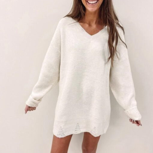 Amanda Sweater Tunic – Cream – Image 3