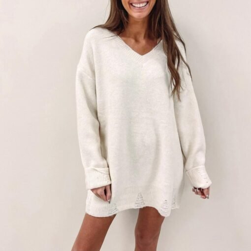 Amanda Sweater Tunic – Cream – Image 5