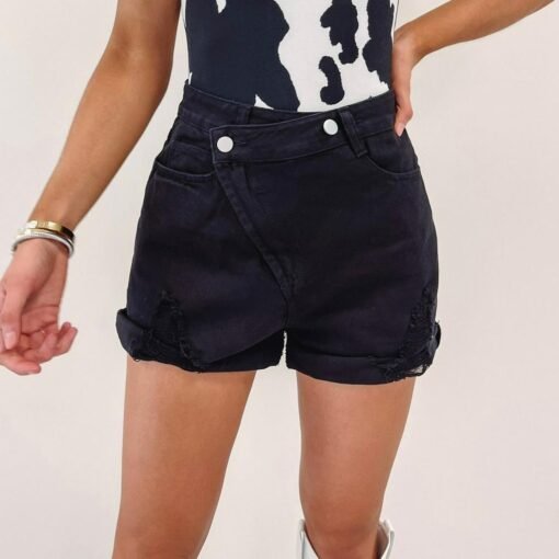 Asymmetric Black Shorts – Image 3