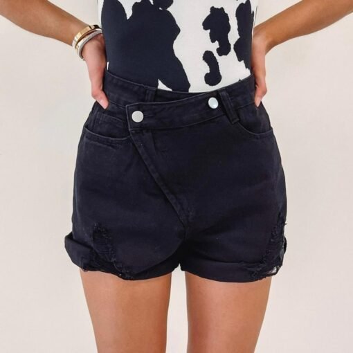 Asymmetric Black Shorts – Image 5