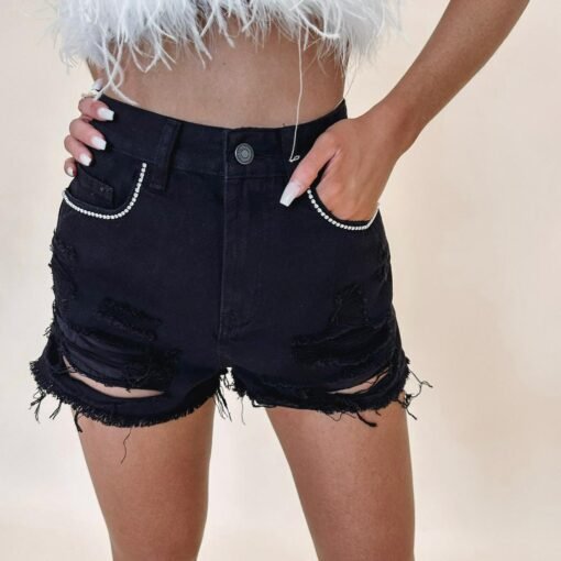 Black Rhinestone Shorts – Image 6