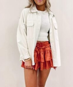 Cream Leather Shacket