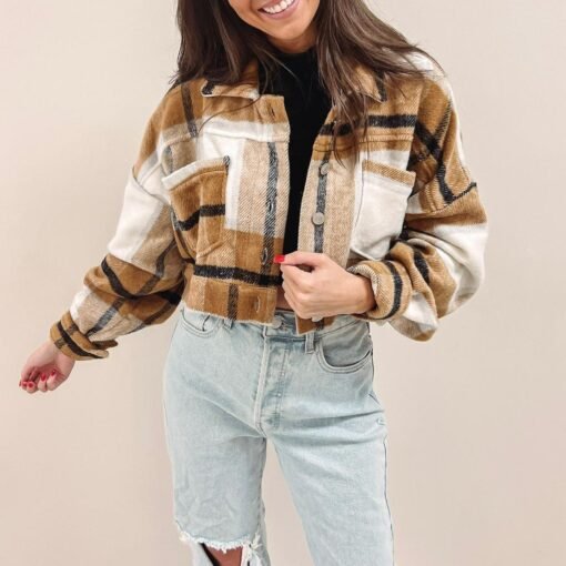 Cropped Mustard Flannel – Image 4