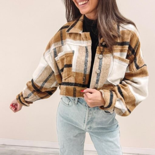 Cropped Mustard Flannel – Image 5