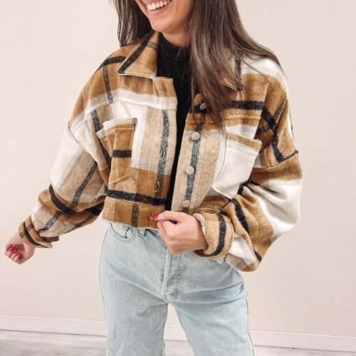 Cropped Mustard Flannel – Image 6