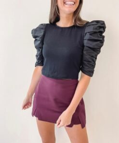 Cut-Out Mini Skort – Burgundy