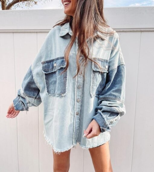 Denim Patch Shacket – Image 3