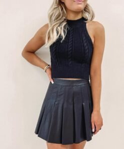 Faux Leather Tennis Skirt