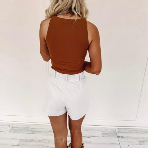 Harper Faux Leather Shorts – White – Image 5