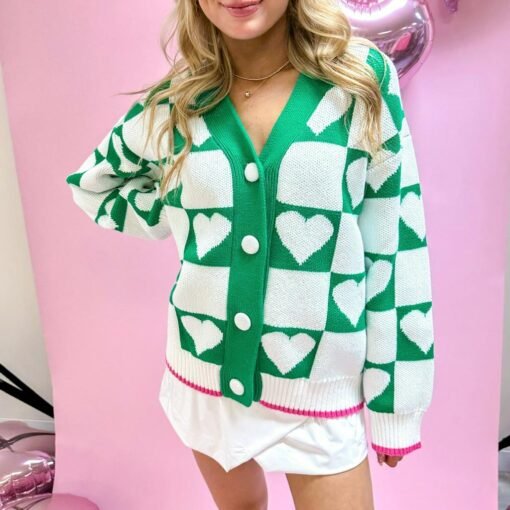Heart Knit Jacquard Cardigan – Image 4