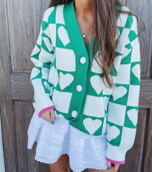 Heart Knit Jacquard Cardigan – Image 6