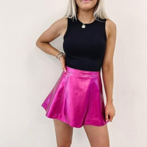 Hot Pink Metallic Skirt – Image 4