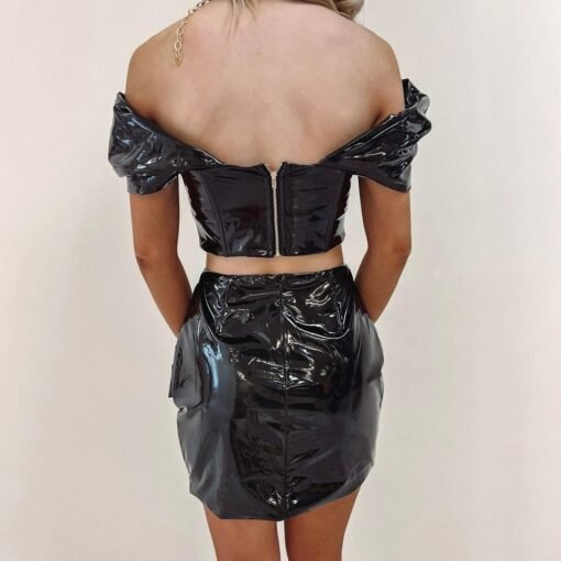 Jaclyn Faux Leather Top – Black – Image 3