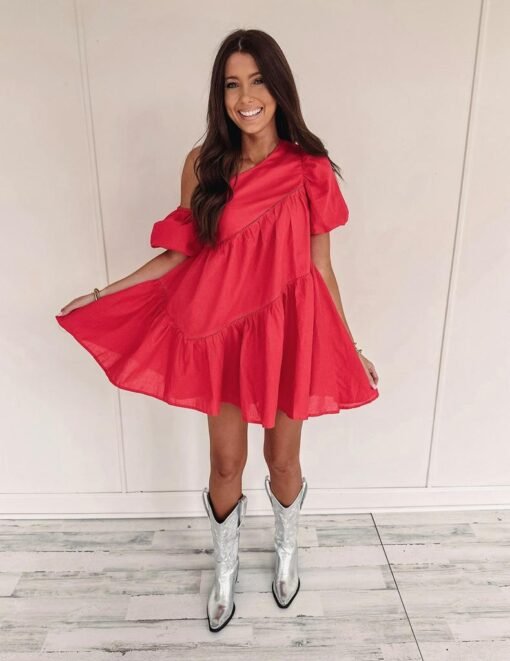 Jamie Dress – Red – Image 3